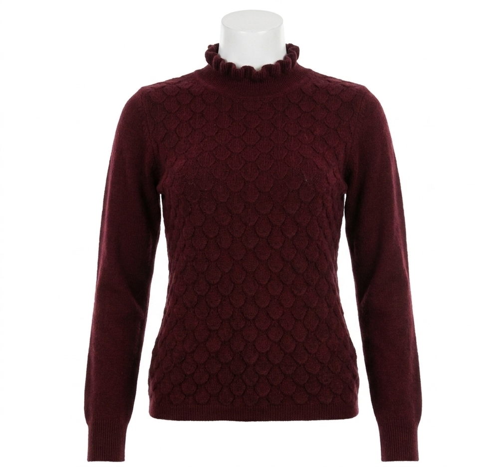 NEW LUCY PARIS irene bubble knit sweater in burgundy